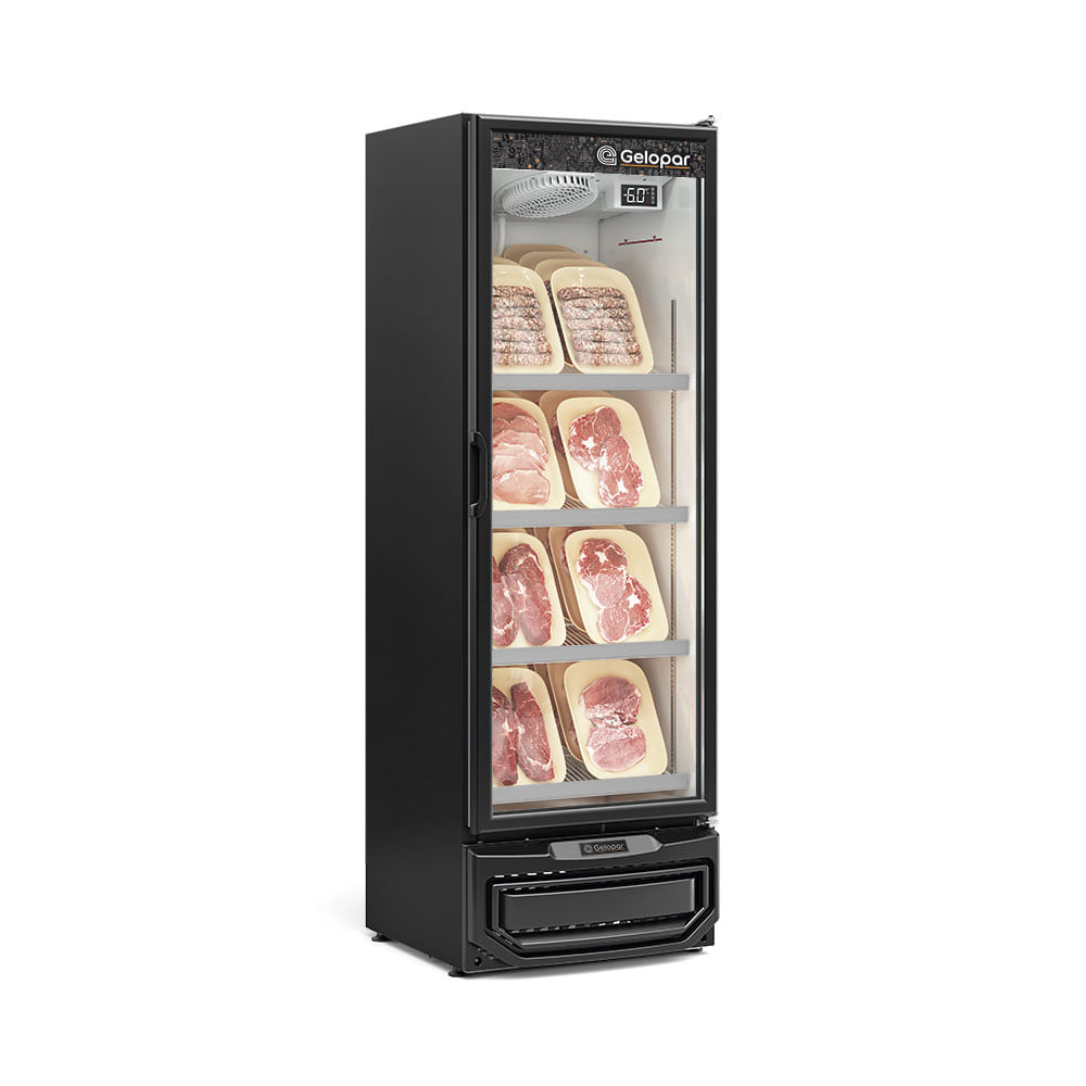 Expositor Refrigerado Vertical Gelopar GCBC-450 PR Preto 419L 1 Porta 220V