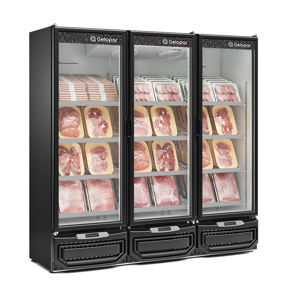 Cervejeira Expositor Vertical Gelopar GCBC-1450 PR Preto 1.468L 3 Portas 220V