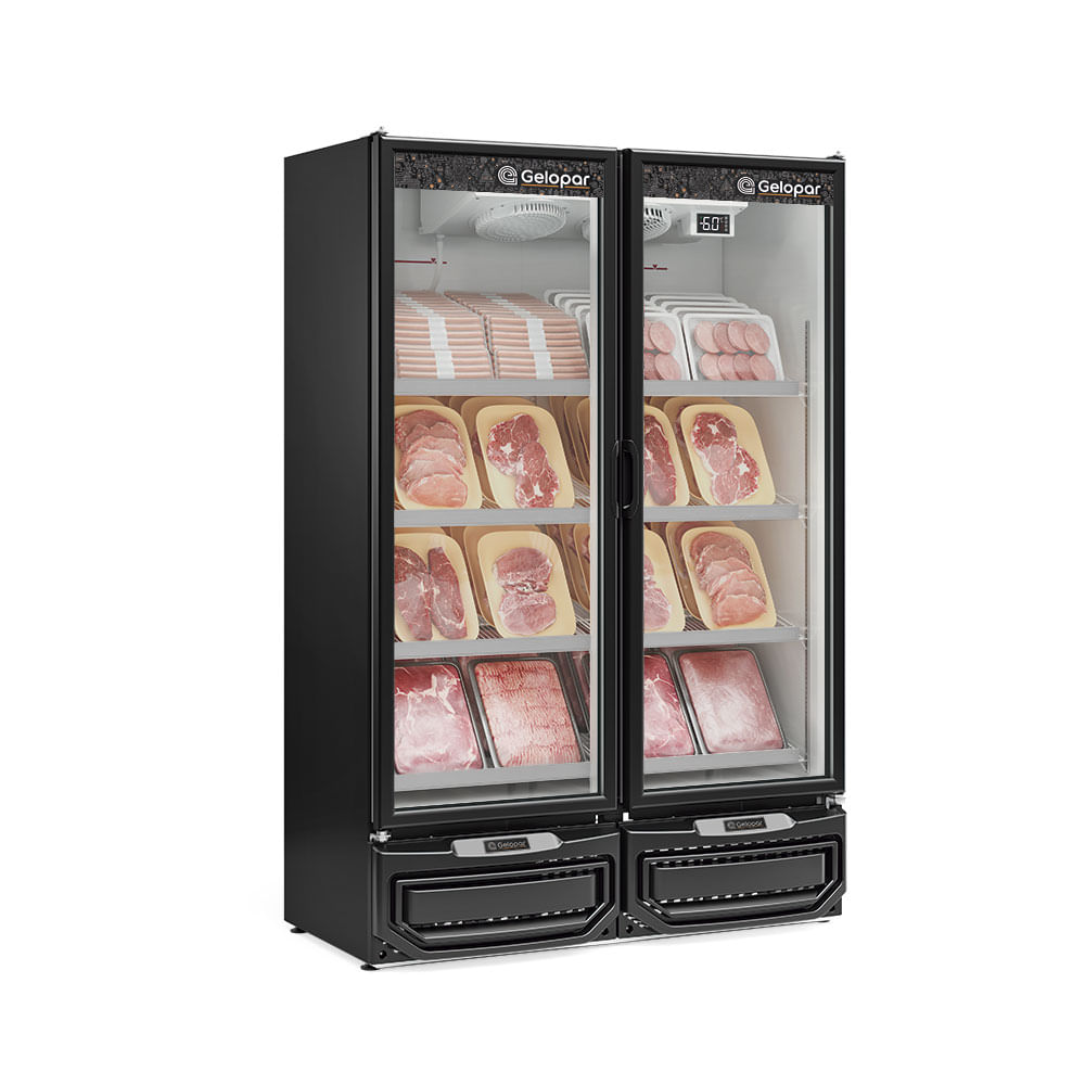 Expositor Refrigerado Vertical Gelopar GCBC-950 PR Preto 957L 2 Portas 220V